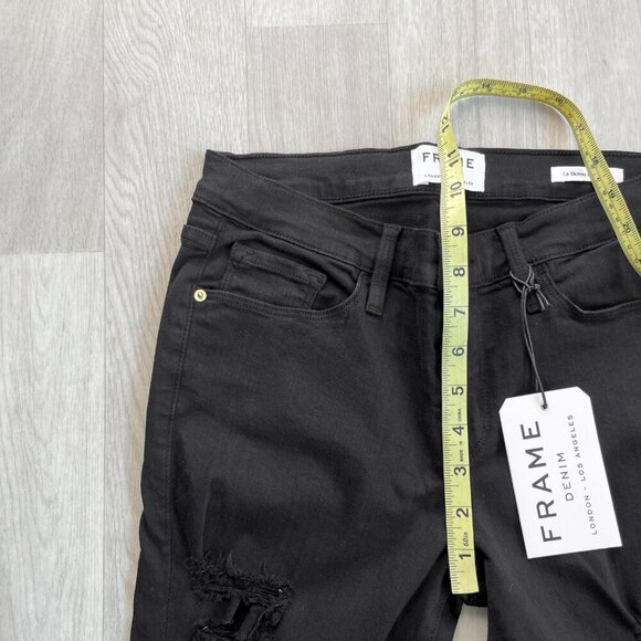 FRAME Le Skinny de Jeanne Ripped Jeans Film Noir Black Size 28 NEW NWT - Picture 7 of 8